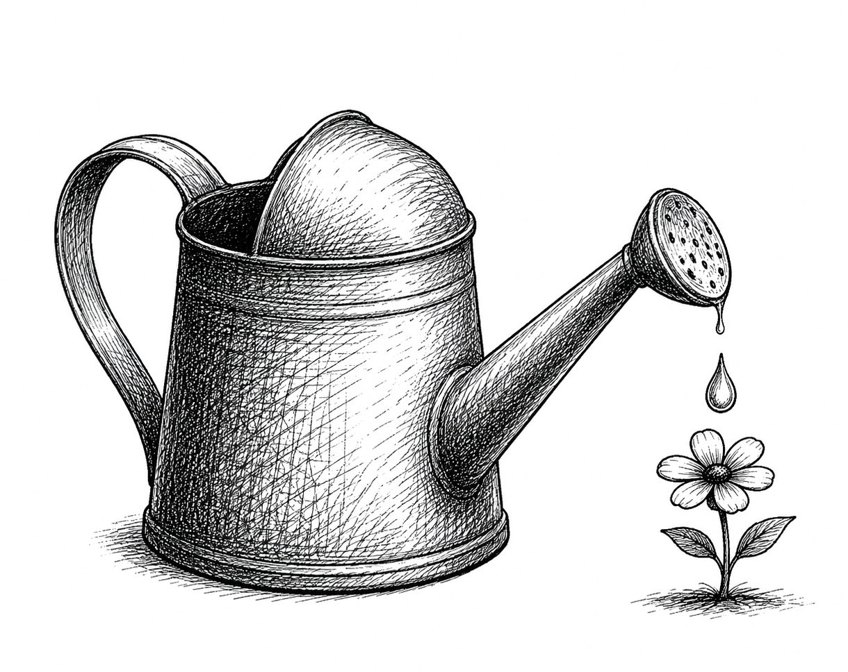 watering can fable illustration