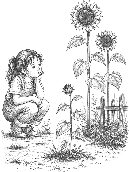 blooming sunflower fable illustration