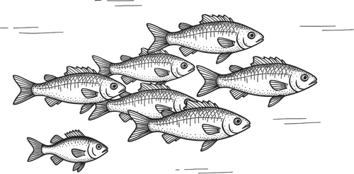 school of fish fable illustration