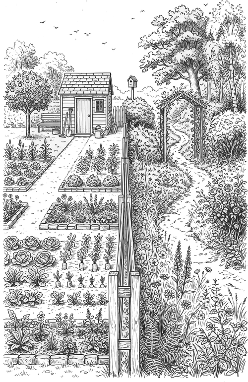 sunflower garden fable illustration