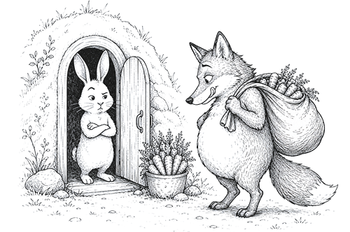 fox and rabbit fable illustration