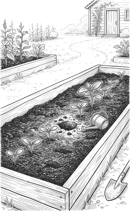 sunflower seedlings fable illustration